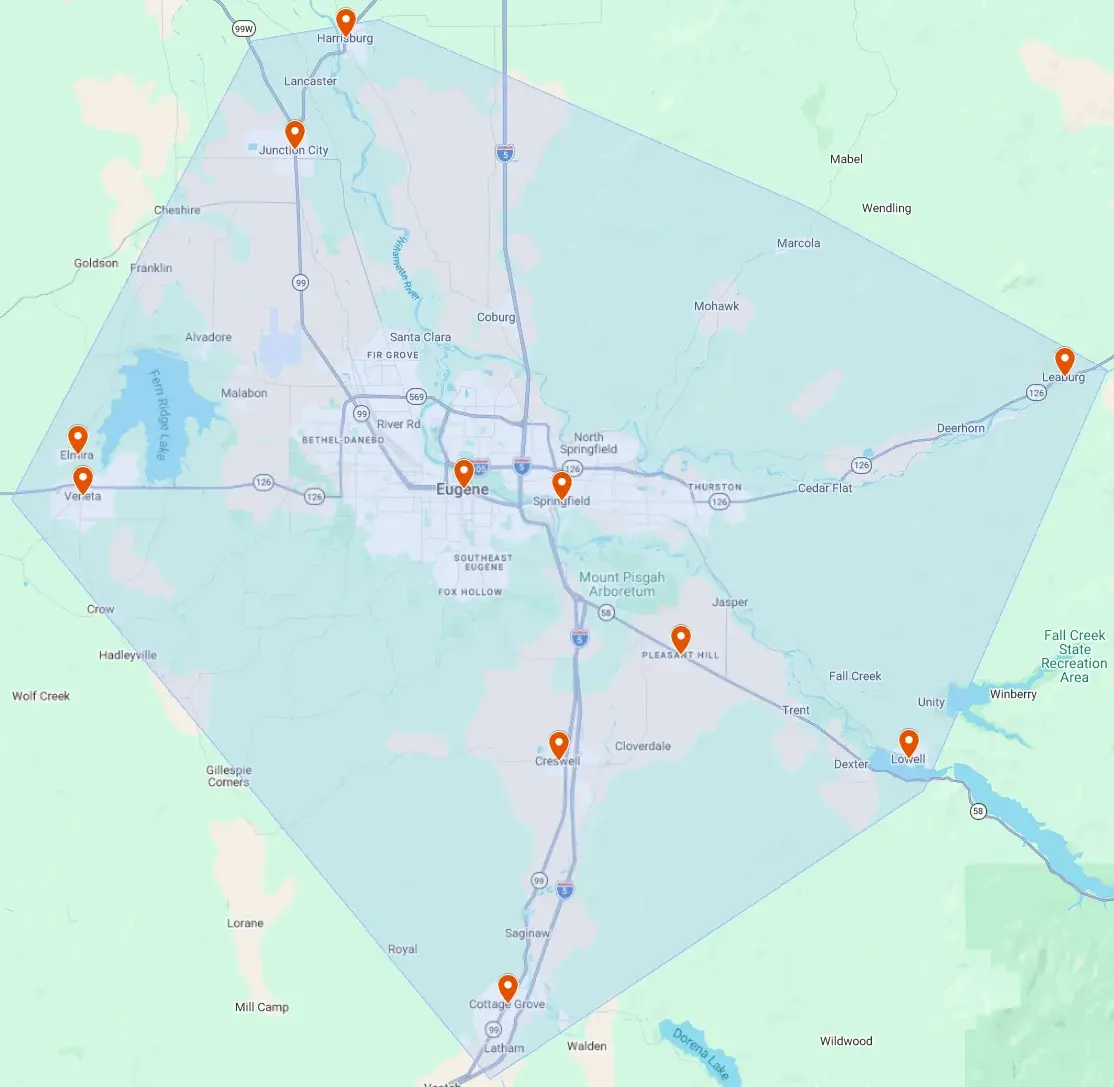 Bonn Roof Care Service Area - Lane County Oregon